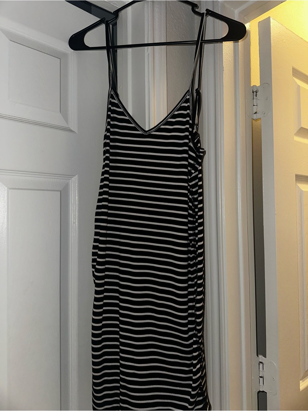 SHEIN Black and White Striped Midi Slip Dress